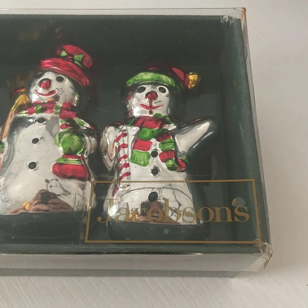 Vintage Snowman Napkin Rings Silver Jacobsons Set of 4 Christmas Holiday